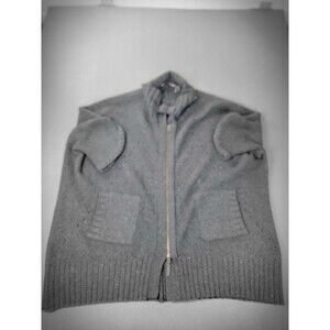 Soft Surroundings Sweater Womens L/XL Gray Zip Front Short Sleeve Wool‎ Blend